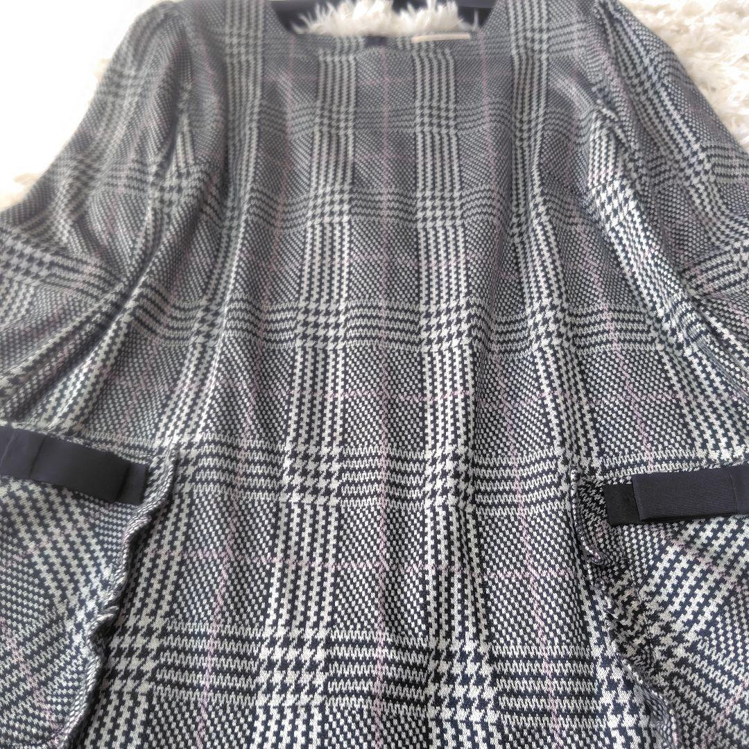 【極美品♡希少42】ローズティアラ　グレンチェックワンピースチュニック　リボン