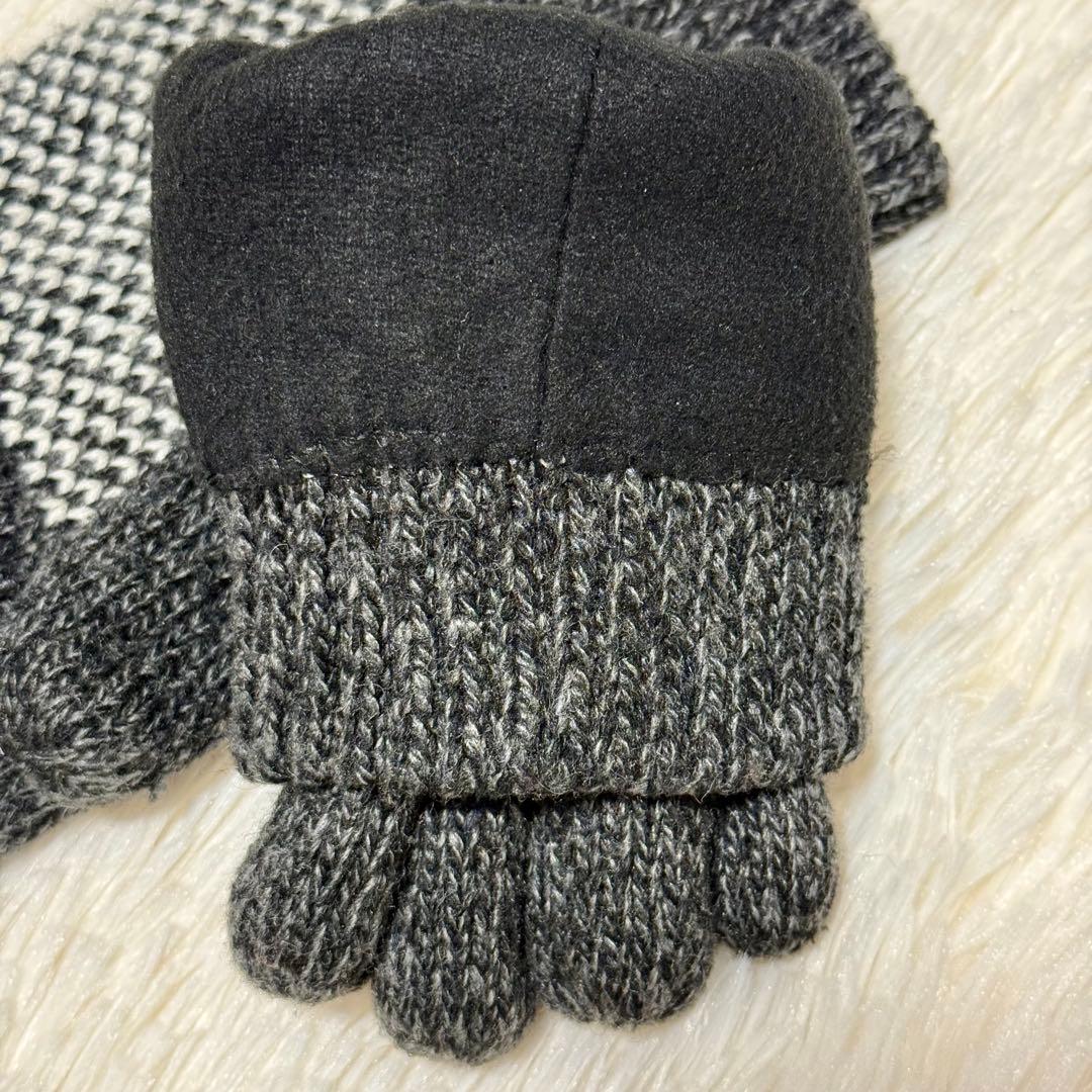 ✨極美品✨Stussy ステューシー シャネルロゴ ニット手袋 グレー/ホワイト