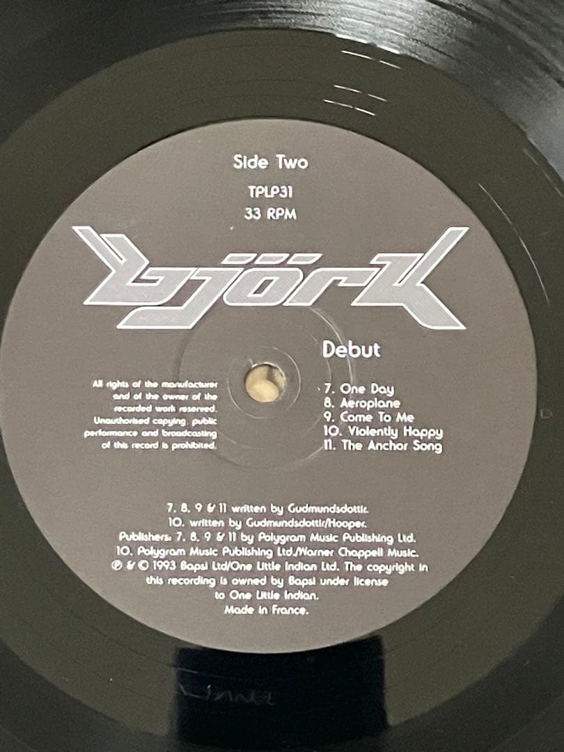 ビョークDebut 12\"LP レコードTPLP31 フランス盤MPO