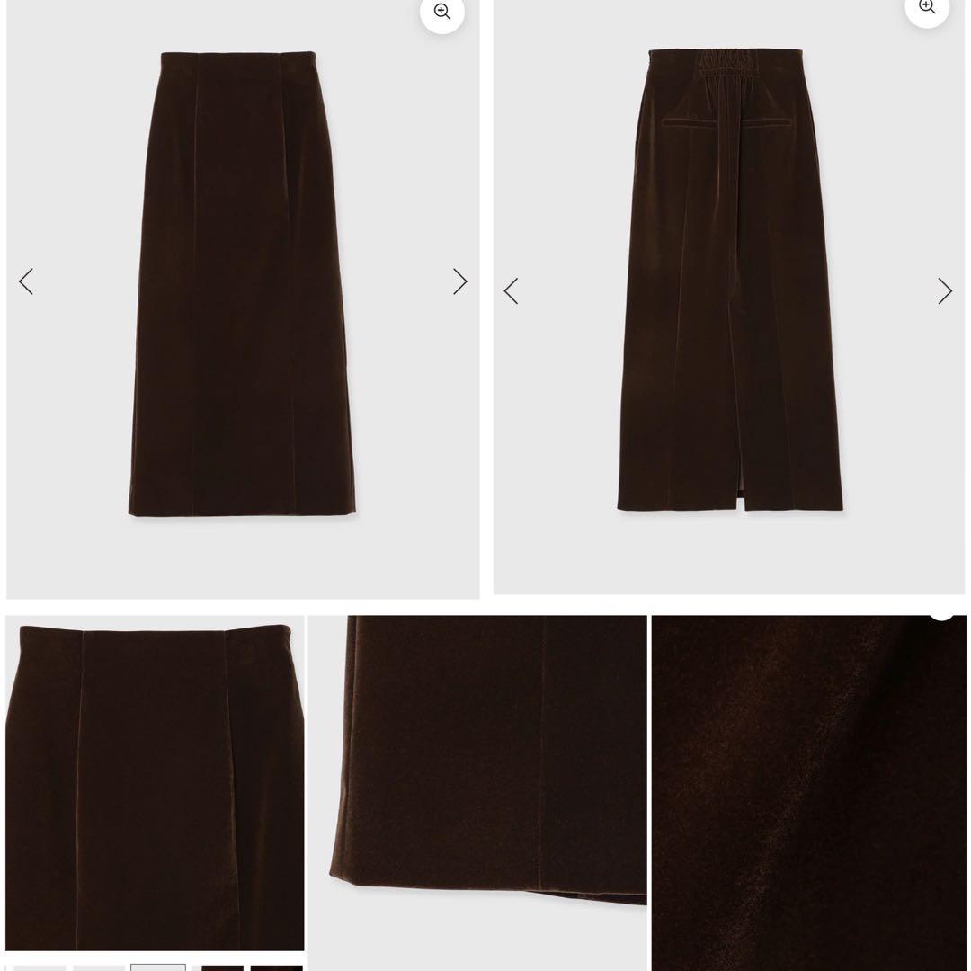 anuans 25AW ベルベットナロースカート ブラウン M