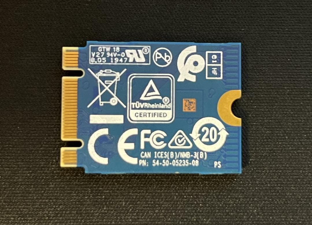 【中古正常品】ウエスタンデジタル NVMe 512GB SSD　Type2230