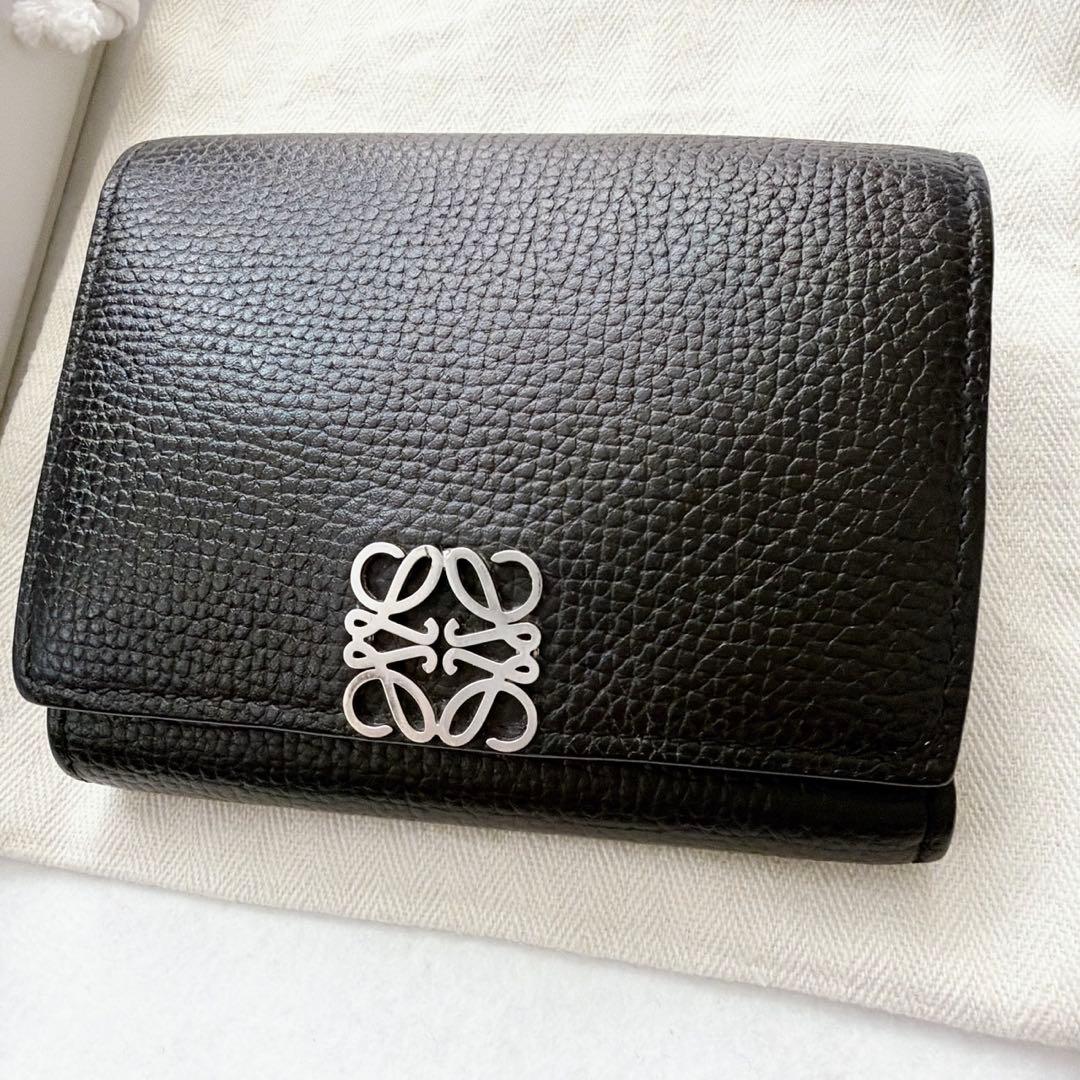 LOEWE ロエベ　財布　三つ折り財布　アナグラムトライフォールド　ブラック　黒