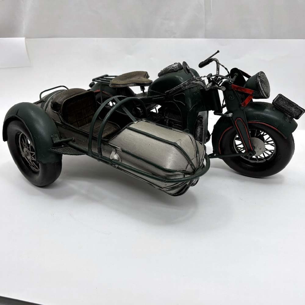  R75風 サイドカー付 オートバイ ブリキオブジェ レトロ