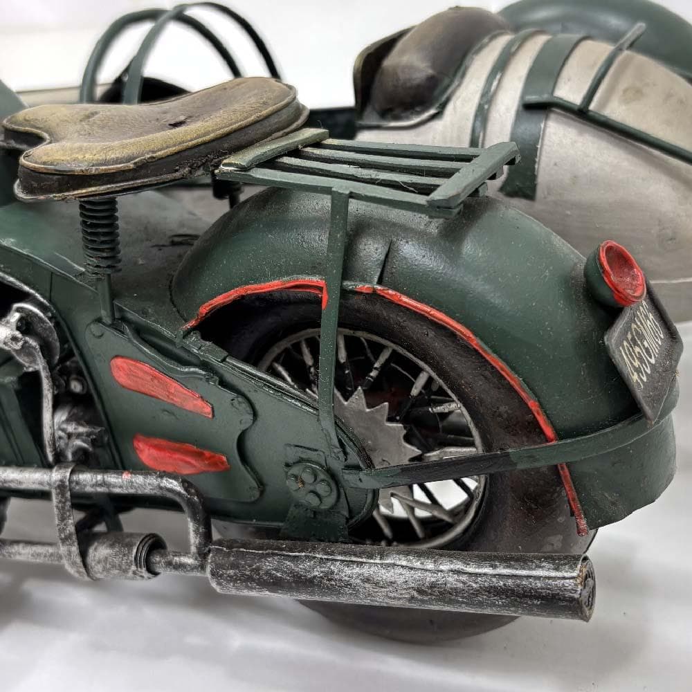  R75風 サイドカー付 オートバイ ブリキオブジェ レトロ