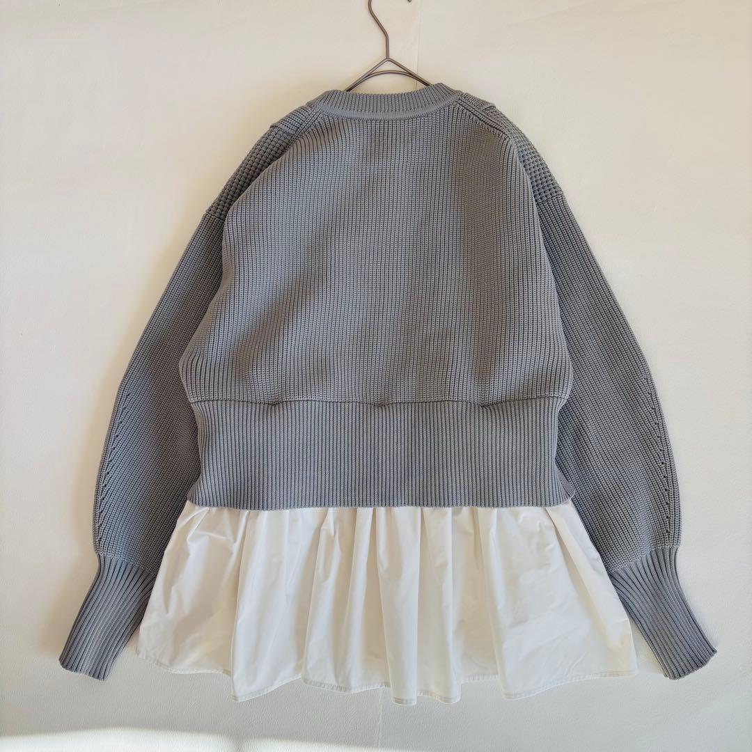 【ADAM ET ROPE】ペプラムコンビニットカーディガン グレー F