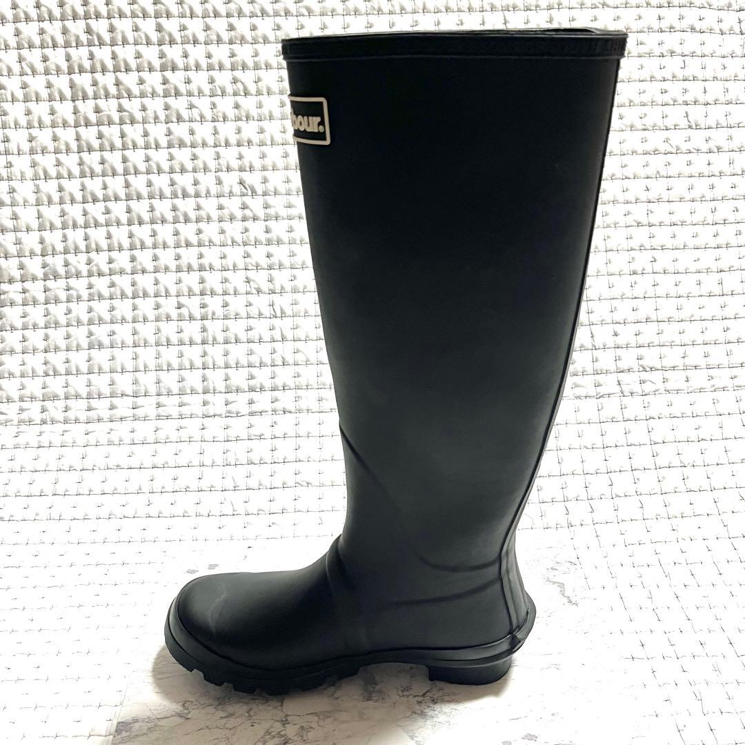 美品 Barbour バブアー サイドストラップ レインブーツ 長靴 4 黒