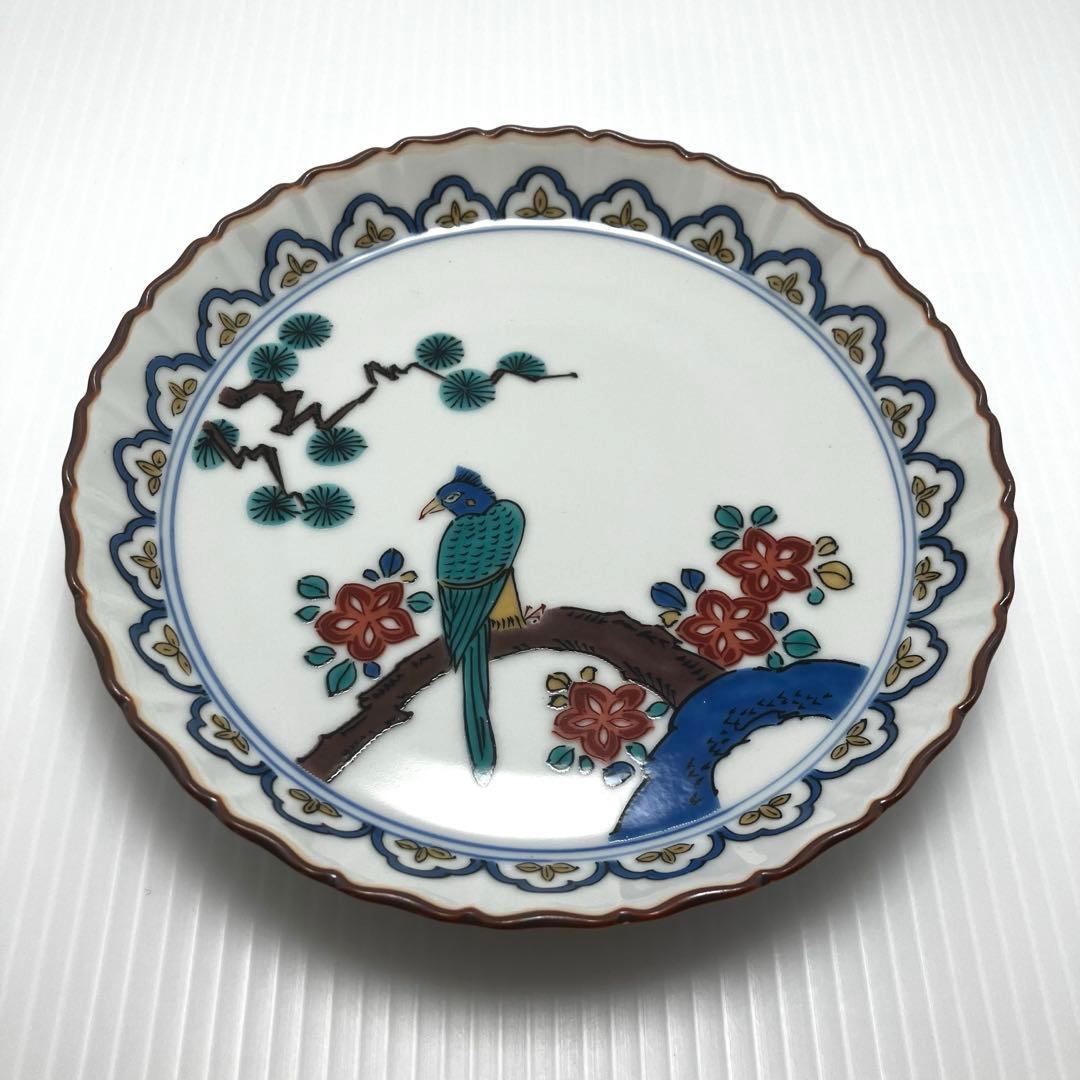 新品未使用 九谷焼 青郊窯 花鳥絵変わり 絵変わり 5.5号皿揃 銘々皿 ５客