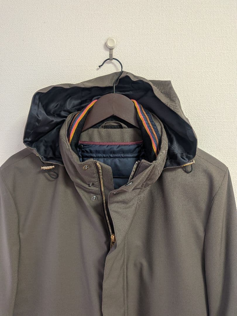 美品　PaulSmith　カーキ　 モッズコート ライナー、フード着脱可