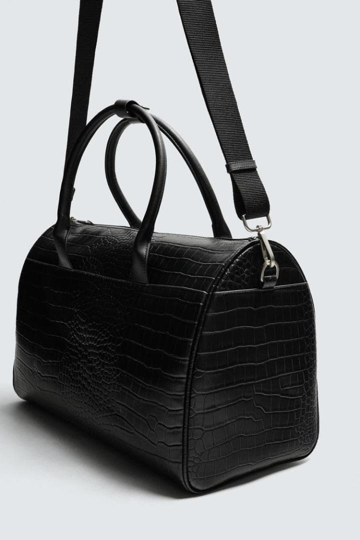 ZARA ザラ クロコ型押しトラベルバッグ