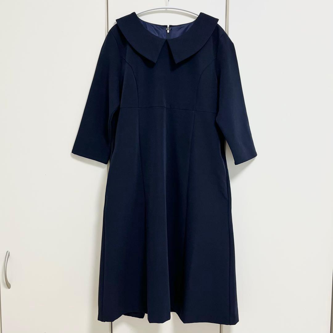 【新品タグ付き】レジーナリスレ ワンピース 襟付き ネイビー 七分袖 受験