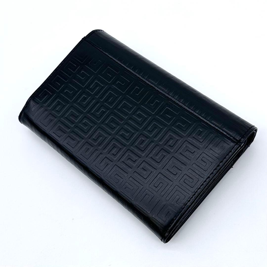 極美品✨GIVENCHY ジバンシィ 4Gエンボス ２つ折り財布 本革 ブラック