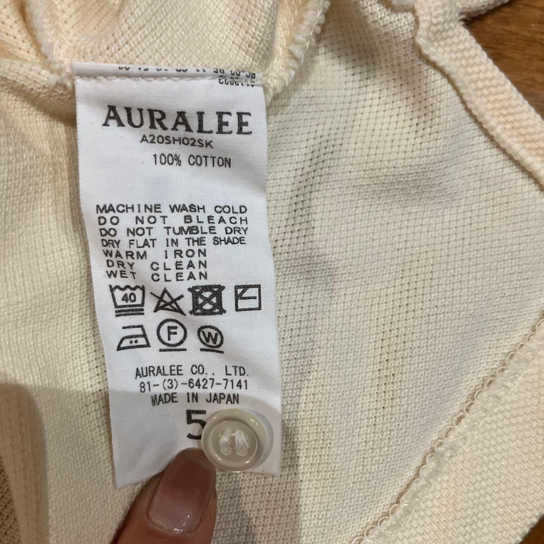 AURALEE ヘンリーネック Tシャツ 50 アイボリー