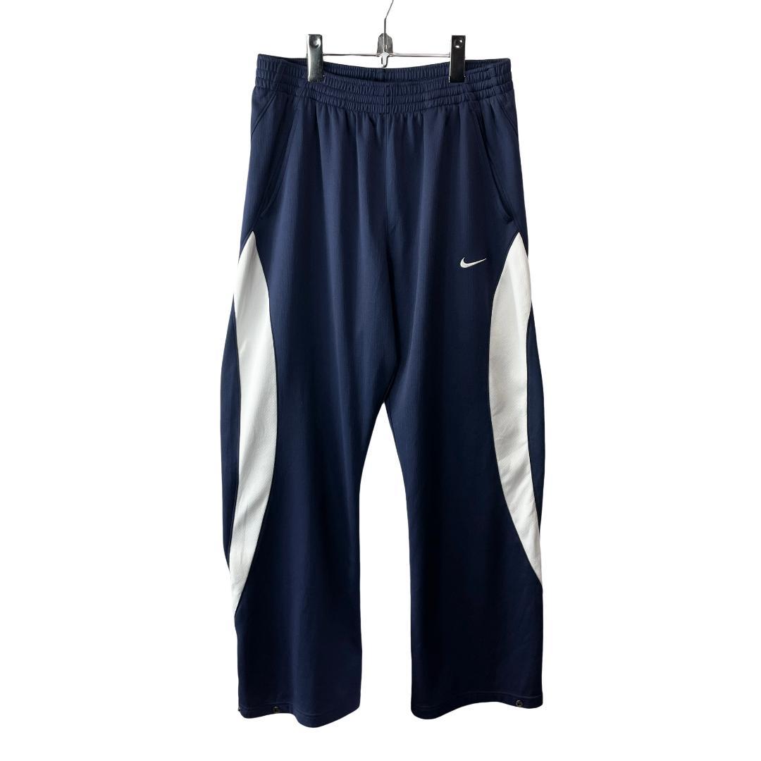 【00s 極太】NIKE ナイキ サイドデザイン トラックパンツ ネイビー XL