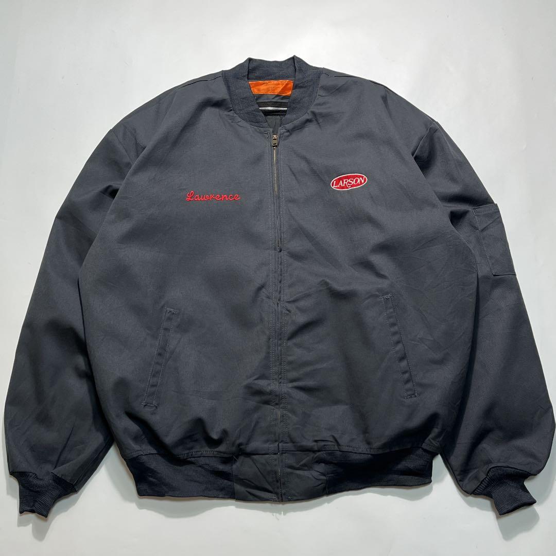 90s レッドキャッMA1型 ワークジャケット XL グレー ワッペン 7934