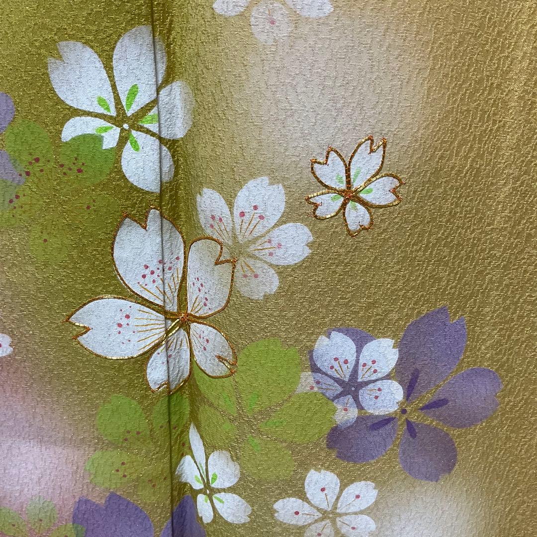 C982正絹　振袖　金通し　金駒刺繍　トールサイズ　極美品　着物