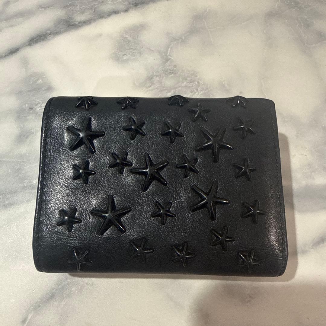 JIMMY CHOO 星型スタッズ 三つ折り財布 ブラック