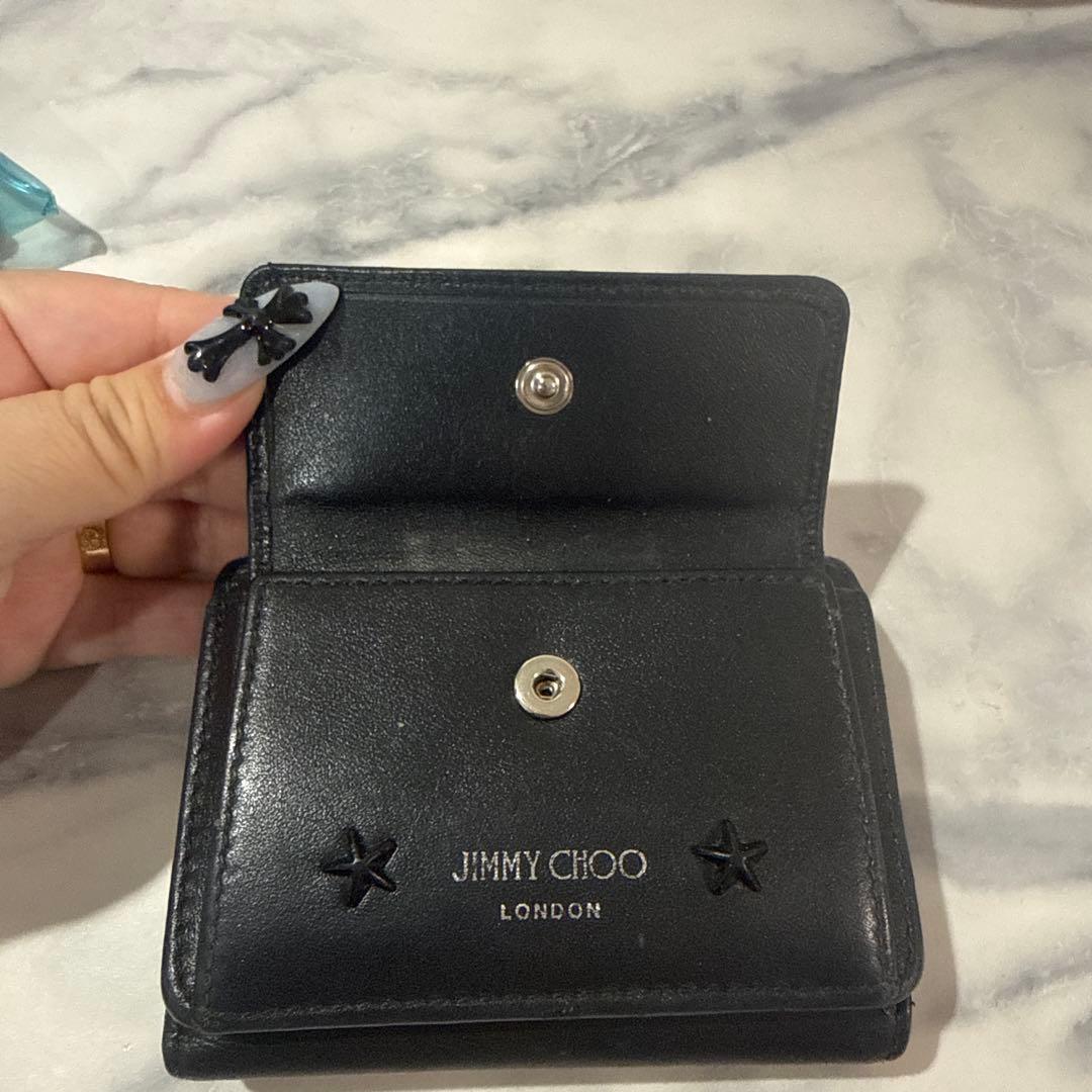 JIMMY CHOO 星型スタッズ 三つ折り財布 ブラック