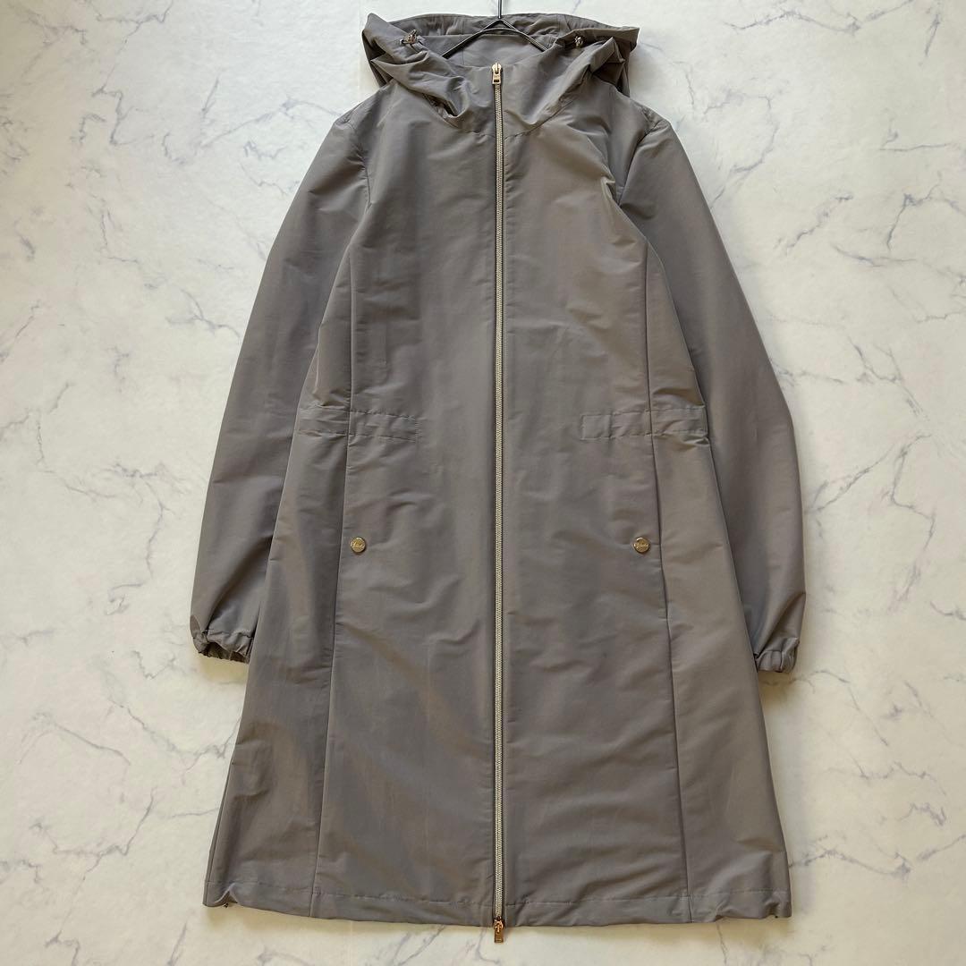 ヘルノ ダブルジップ フーデッドコート グレージュ PA0030D ゴールド金具