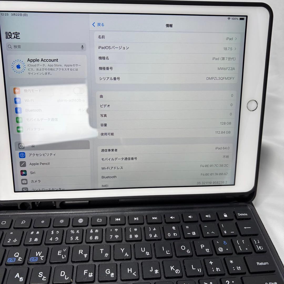 【極美品/バッテリー94%】iPad 第7世代 128GBセルラー SIMフリー