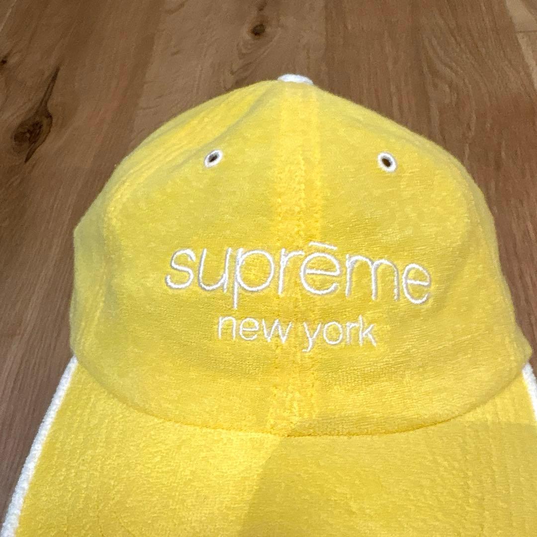supremeシュプリームキャップ帽子黄色イエローパイル生地本店購入レア状態良好