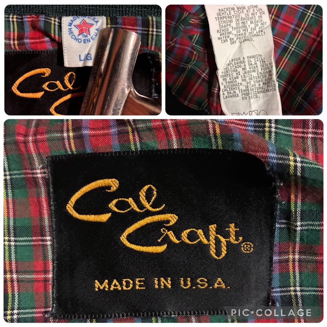 80s【USA製】Cal Craftハリントンジャケット チェックライナー