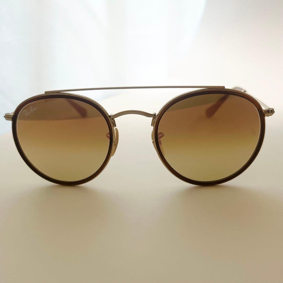 ★美品 レイバン RB3647N ラウンドダブルブリッジ ゴールド ミラーレンズ