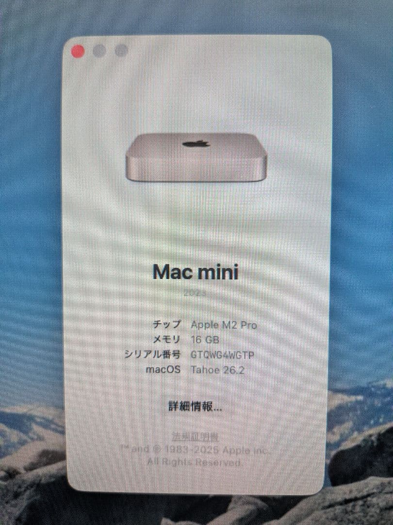 美品 M2 pro Mac Mini メモリ16GB SSD512GB