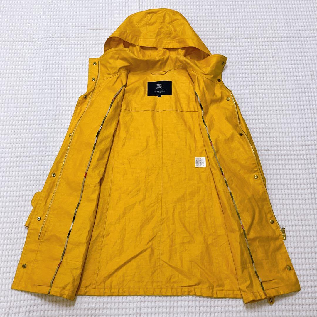 バーバリーロンドン　 コート　リネン　麻　ノバチェック　イエロー　46 3XL