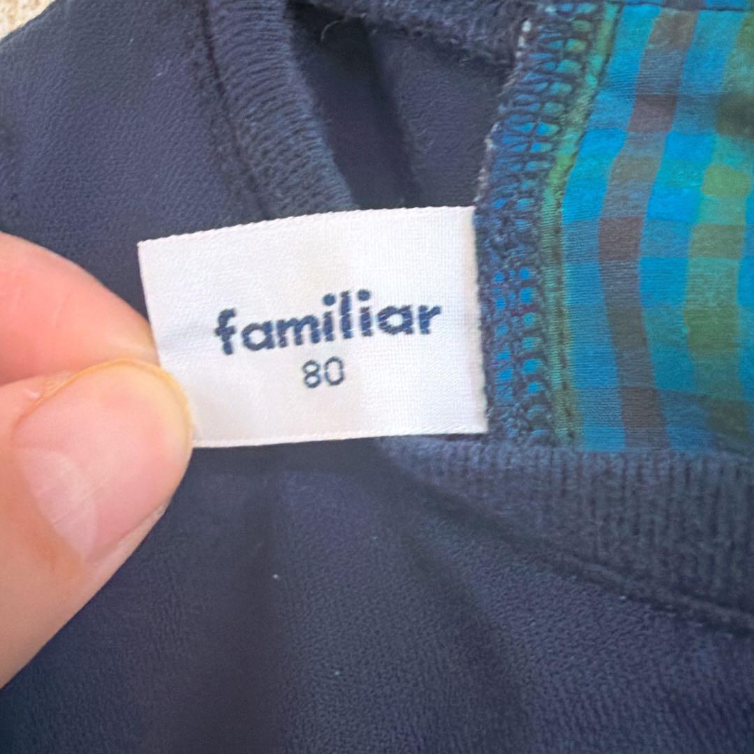familiar ファミリア 80cm ネイビー ノースリーブ ワンピース