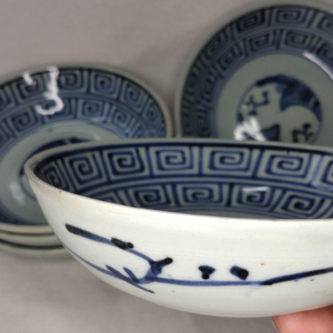 古伊万里焼 染付け 膾皿 なます皿 明治期骨董 古美術品 旧家蔵出し 送料込