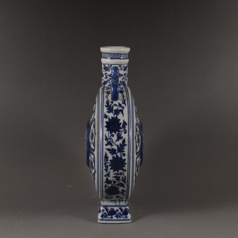 乾隆青花八宝抱月扁瓶 景徳鎮 陶磁器 装飾品 現代工芸品美術品 置物
