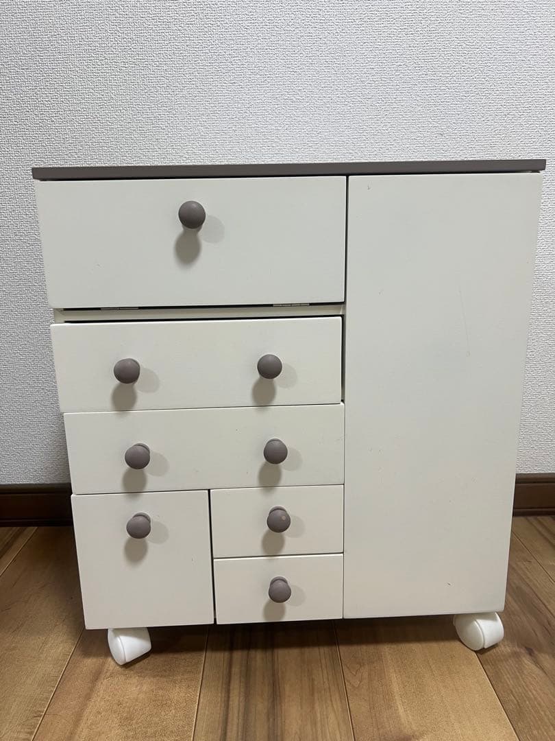 ホワイトドレッサー 鏡付き 大容量収納