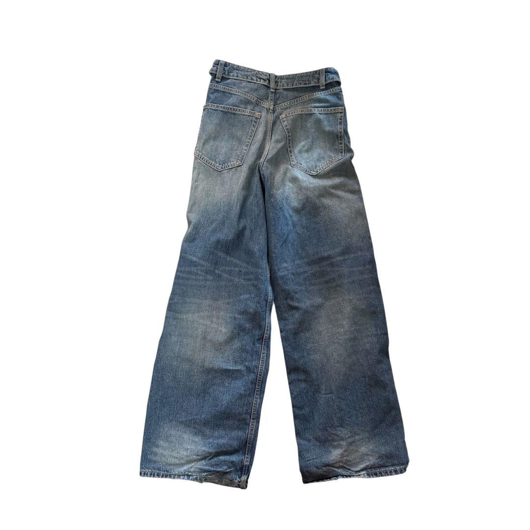 ZARA TRF ミッドライズ折り返しウエストデニムパンツ 32 5号
