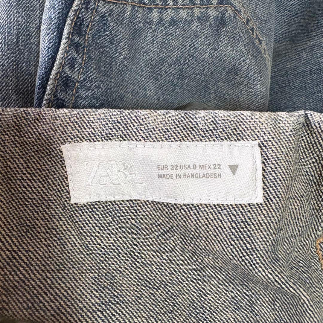 ZARA TRF ミッドライズ折り返しウエストデニムパンツ 32 5号