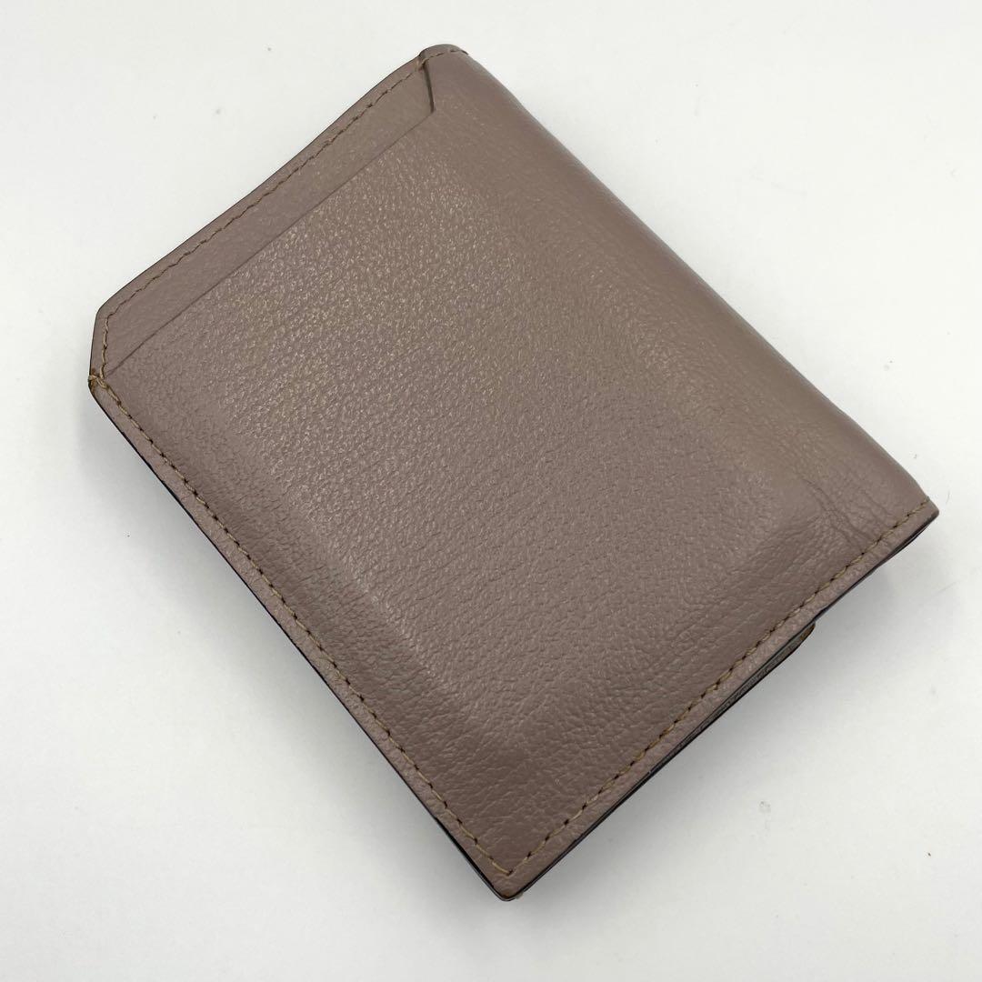 極美品★ラルコバレーノ　カードウォレット　ミニ財布　レザー　グレージュ系