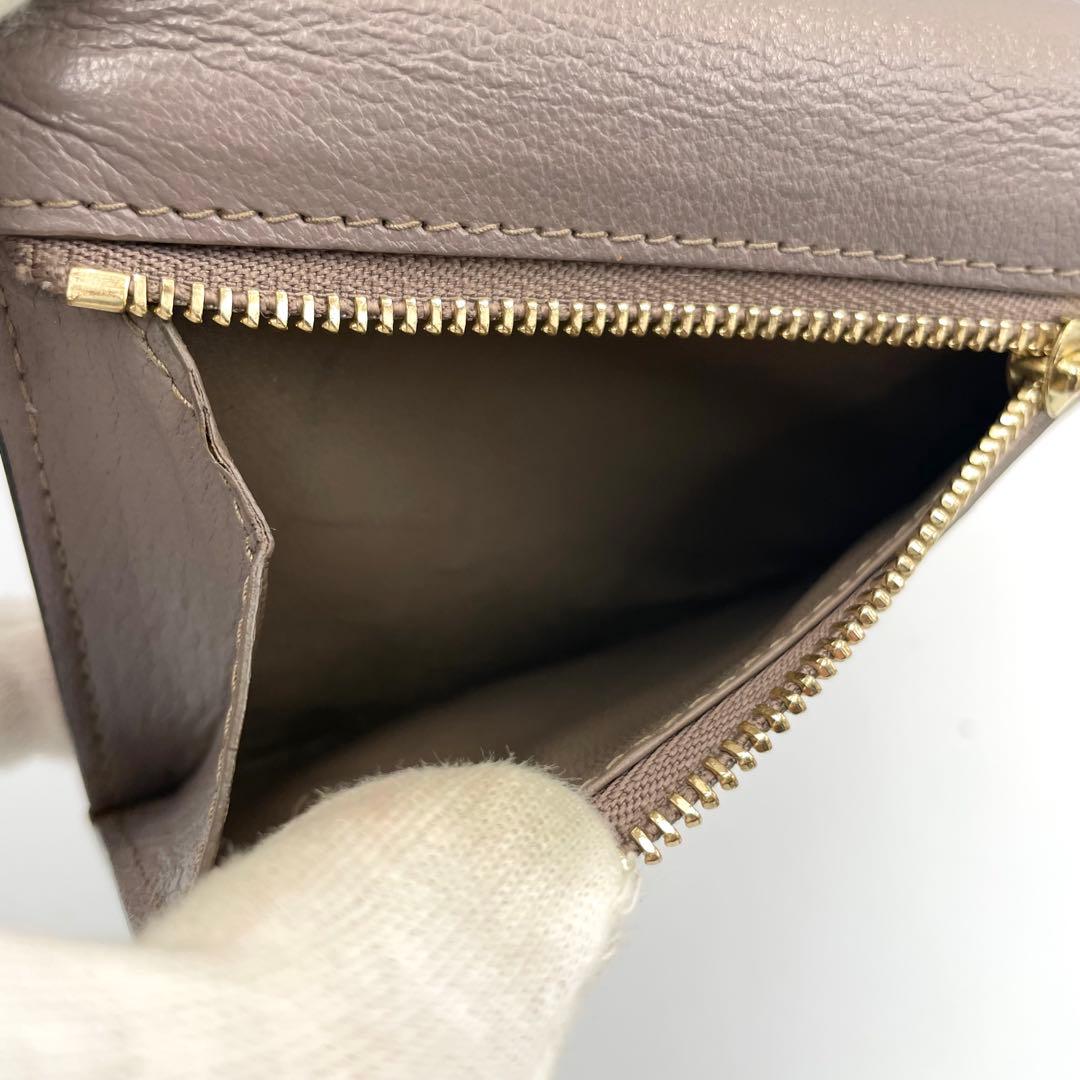 極美品★ラルコバレーノ　カードウォレット　ミニ財布　レザー　グレージュ系