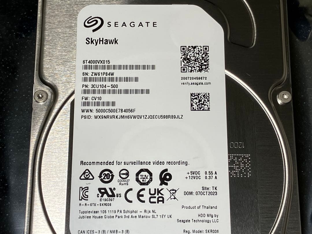 Seagate SKYHAWK 4TB 監視カメラ向け HDD