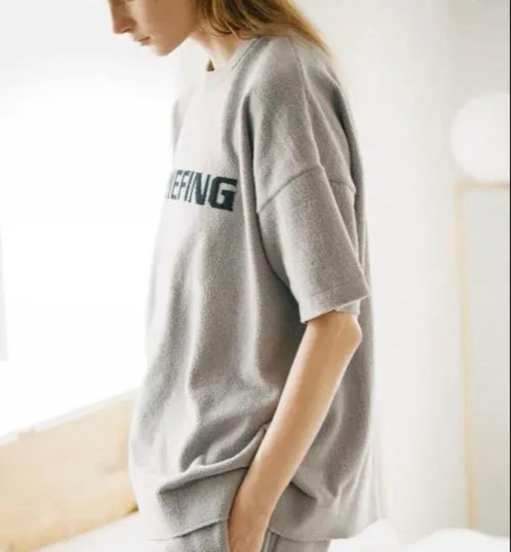 美品★BRIEFING GOLF ROOM もこもこニットTシャツ 灰×黒 M