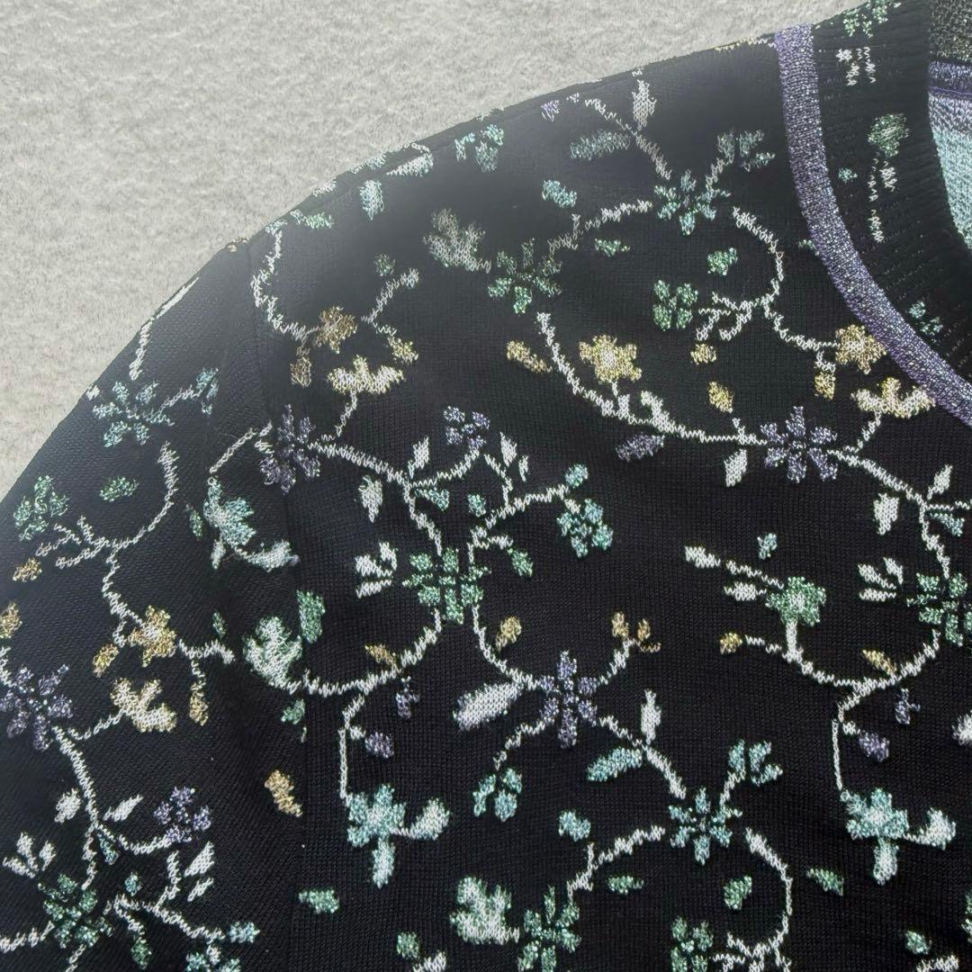 マメクロゴウチFloral Motif GlitterKnit Cardigan