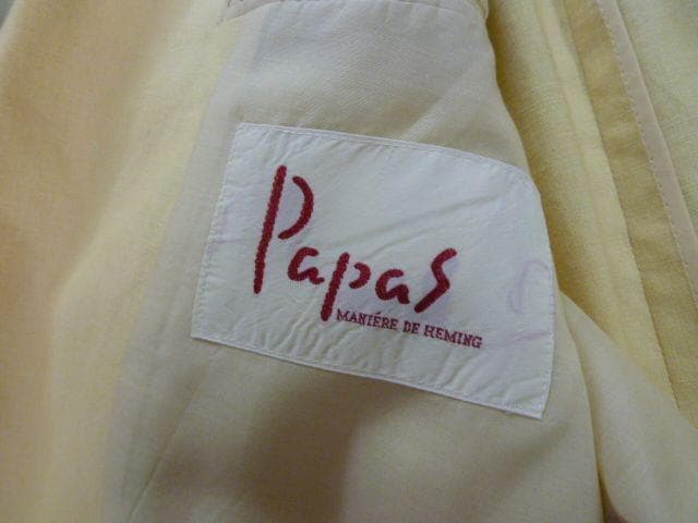 Papas /パパス ◎麻100%　イエロー　ジャケット　Mサイズ