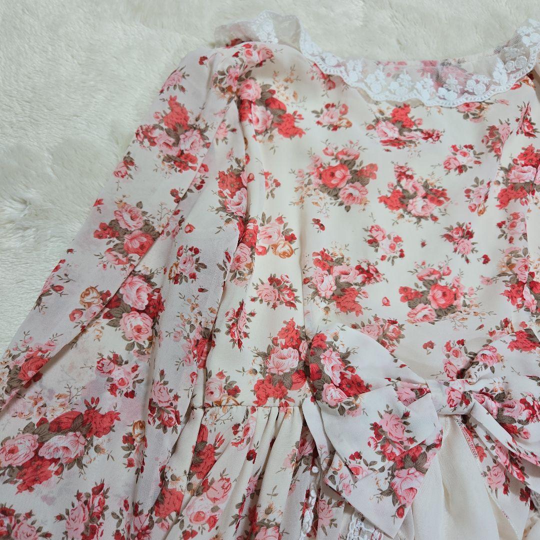 美品 Deany 花柄 レース フリル リボン ワンピース ロリータ 姫ギャル