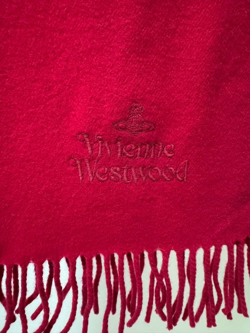 【Vivienne Westwood 】マフラー フリンジ付き 赤