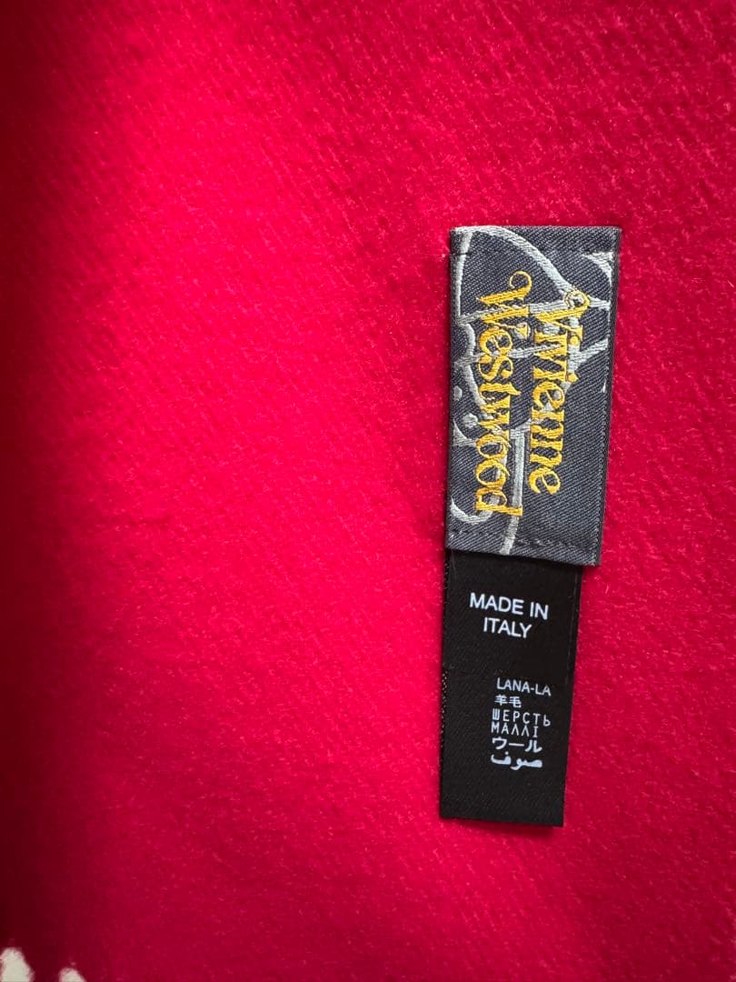 【Vivienne Westwood 】マフラー フリンジ付き 赤