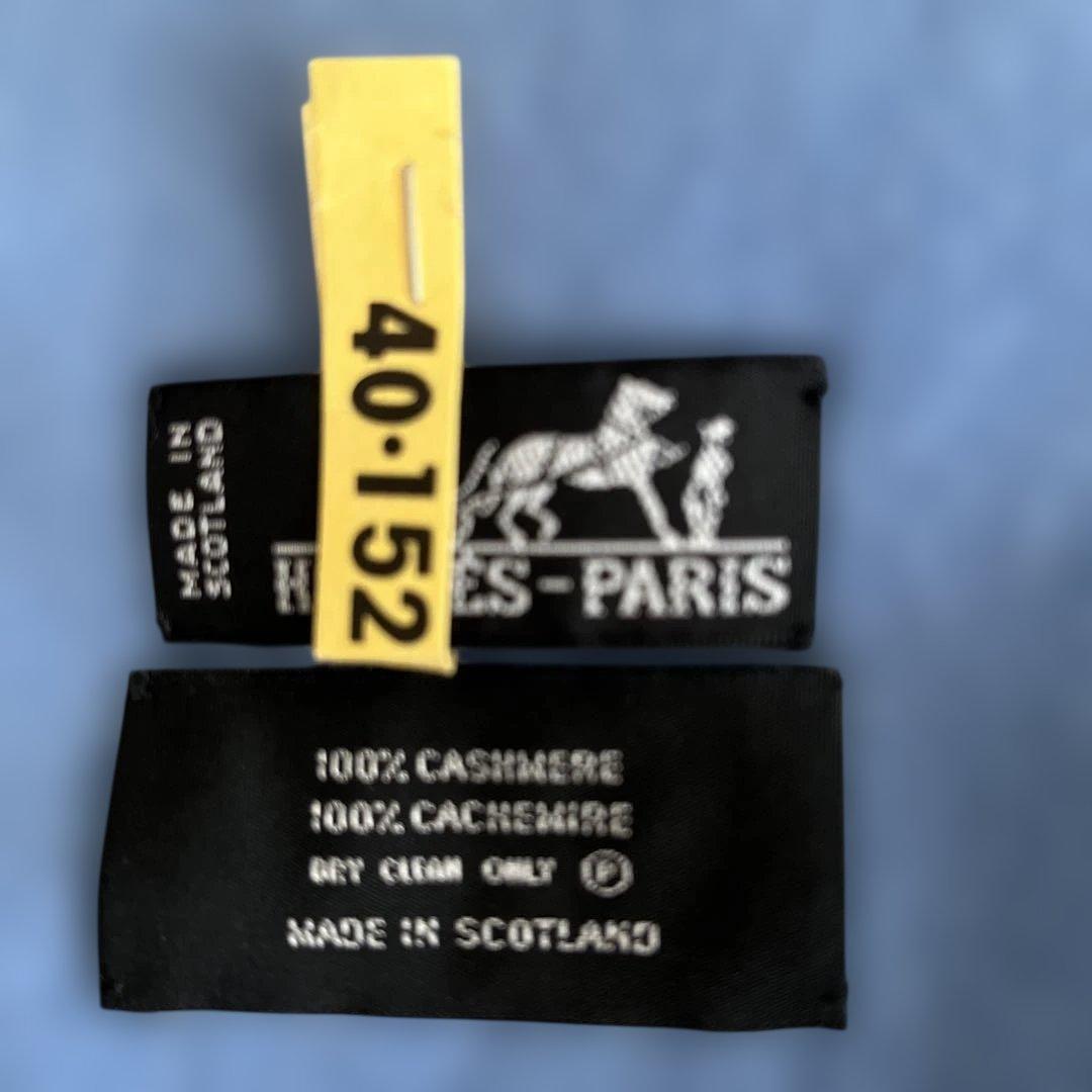 HERMÈS 100%カシミヤ ストール ライトブルー
