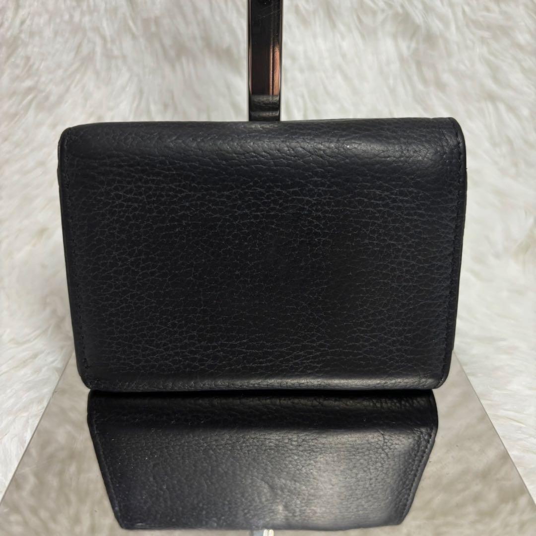 ✨付属品完備✨ プラダ ヴィッテロダイノ シボ 革 レター型 三つ折り財布 黒
