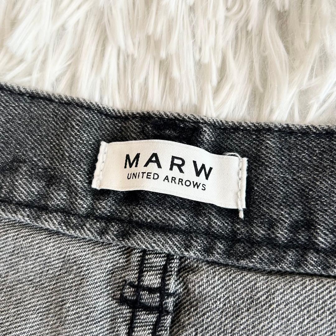 未使用級✨ MARW マルゥ ワイド ブラックデニムパンツ ダメージ加工 ルーズ