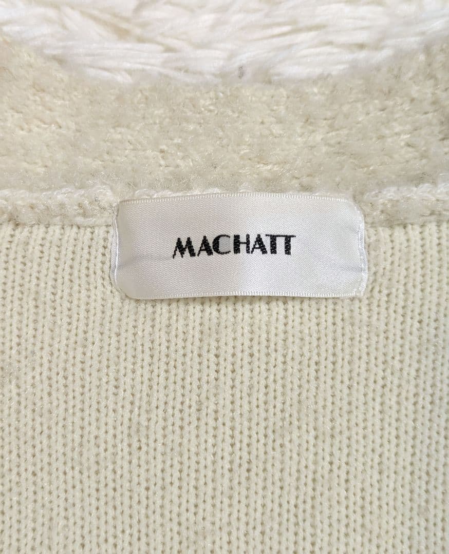 ​美品 MACHATT マチャット ブークレニットカーディガン ホワイト フリー