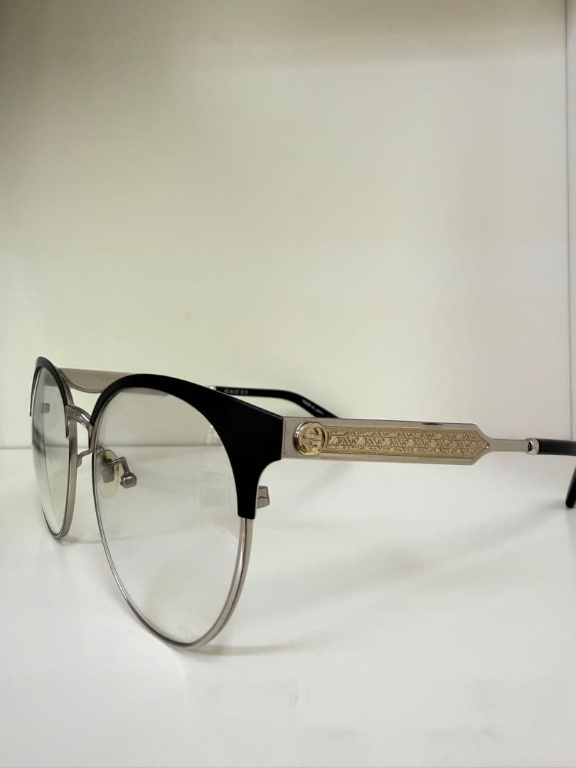 GUCCI GG0075SK ラウンド メガネ フレーム ライトグレー　度なし