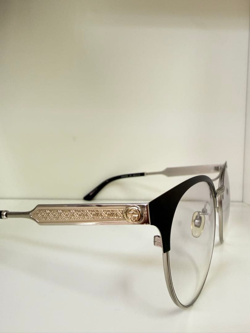 GUCCI GG0075SK ラウンド メガネ フレーム ライトグレー　度なし