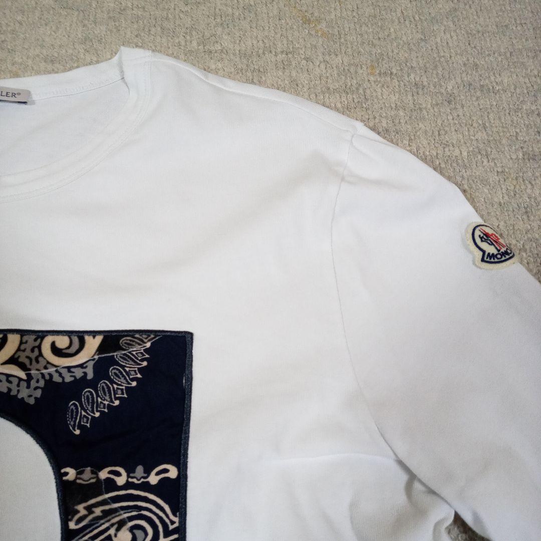 MONCLER　バンダナ柄切り抜き　ホワイトTシャツ